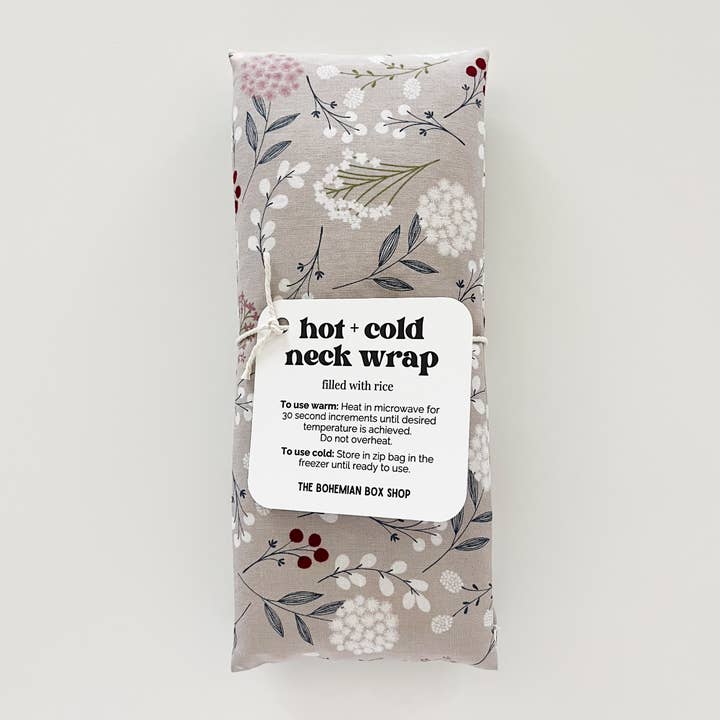 The Bohemian Box Shop - Wholesale Spa/Therapy Pillow - Hot & Cold Therapy Neck Wrap - Gray Floral Relaxation1