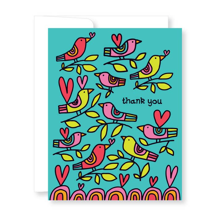 Birds in Tree Thank You Greeting Card for wholesale by GreatArrow Graphics