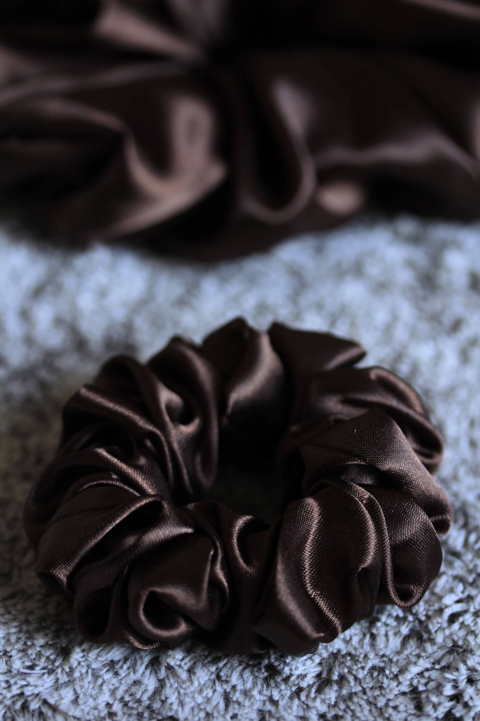Esmée AccessoriesNco - Wholesale Scrunchie - Women's - Warm Brown Satin Scrunchie - CLEMENCE Standard2