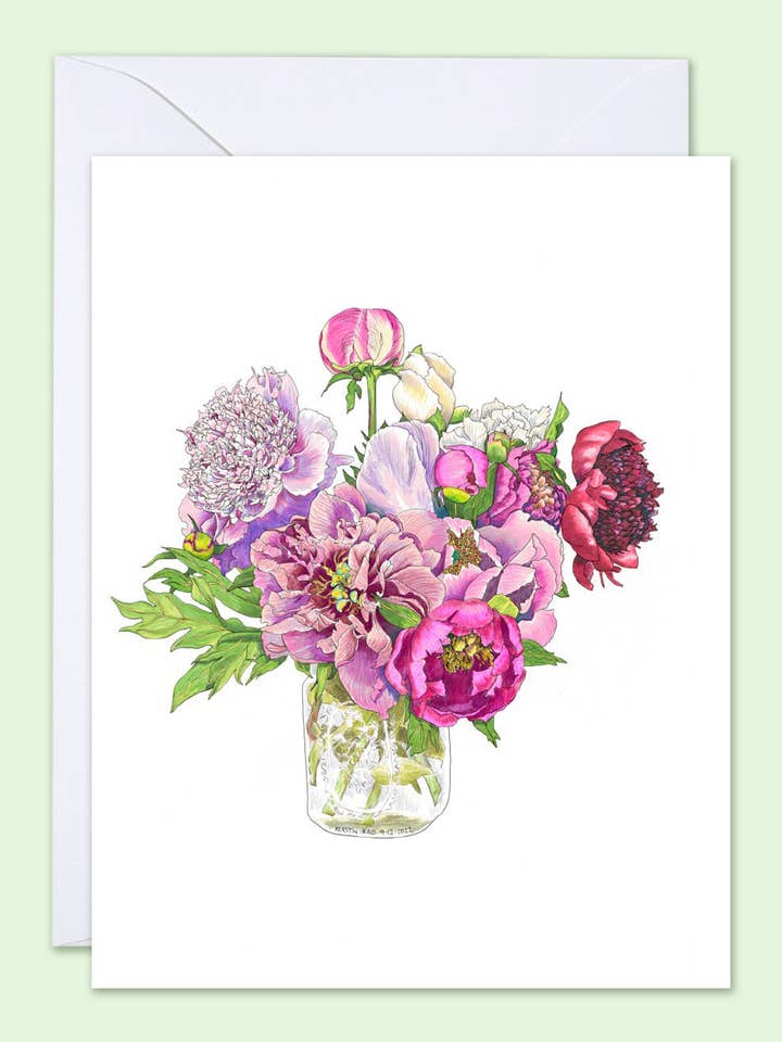 Greeting Card Perfect Peonies for wholesale by Vivid Cottage