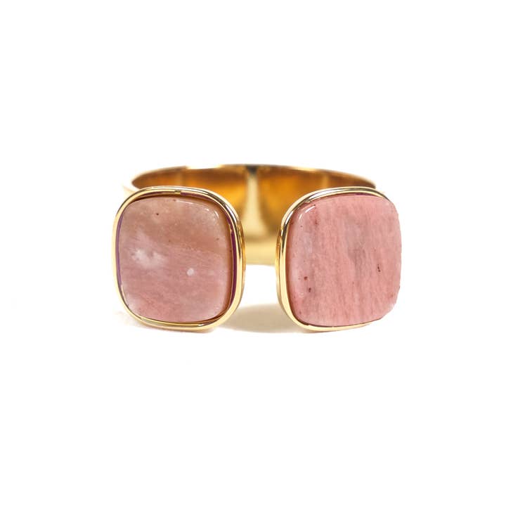 Cassette Barcelona - Wholesale Cocktail/Statement Ring - Doe Satinless Gold Stainless Steel Adjustable Ring