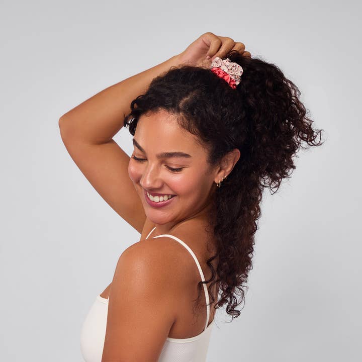 KITSCH - Wholesale Scrunchie - Women's - Ruched Satin Scrunchies 5pc Set - Assorted Cherry Blossom