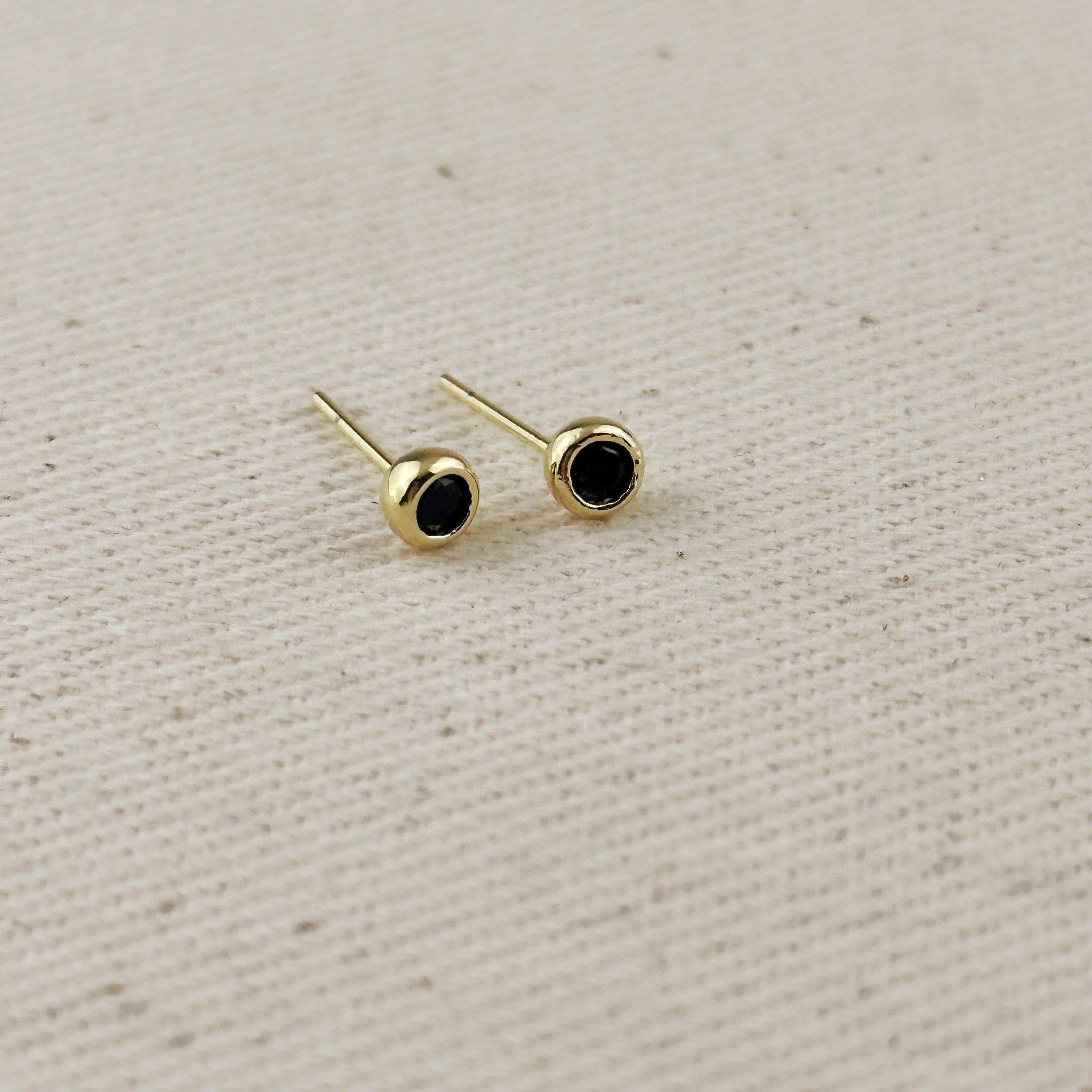 GoldFi - Wholesale Stud/Post Earrings - 18K Gold Filled Dainty Bezel CZ Birthstone Stud Earrings11