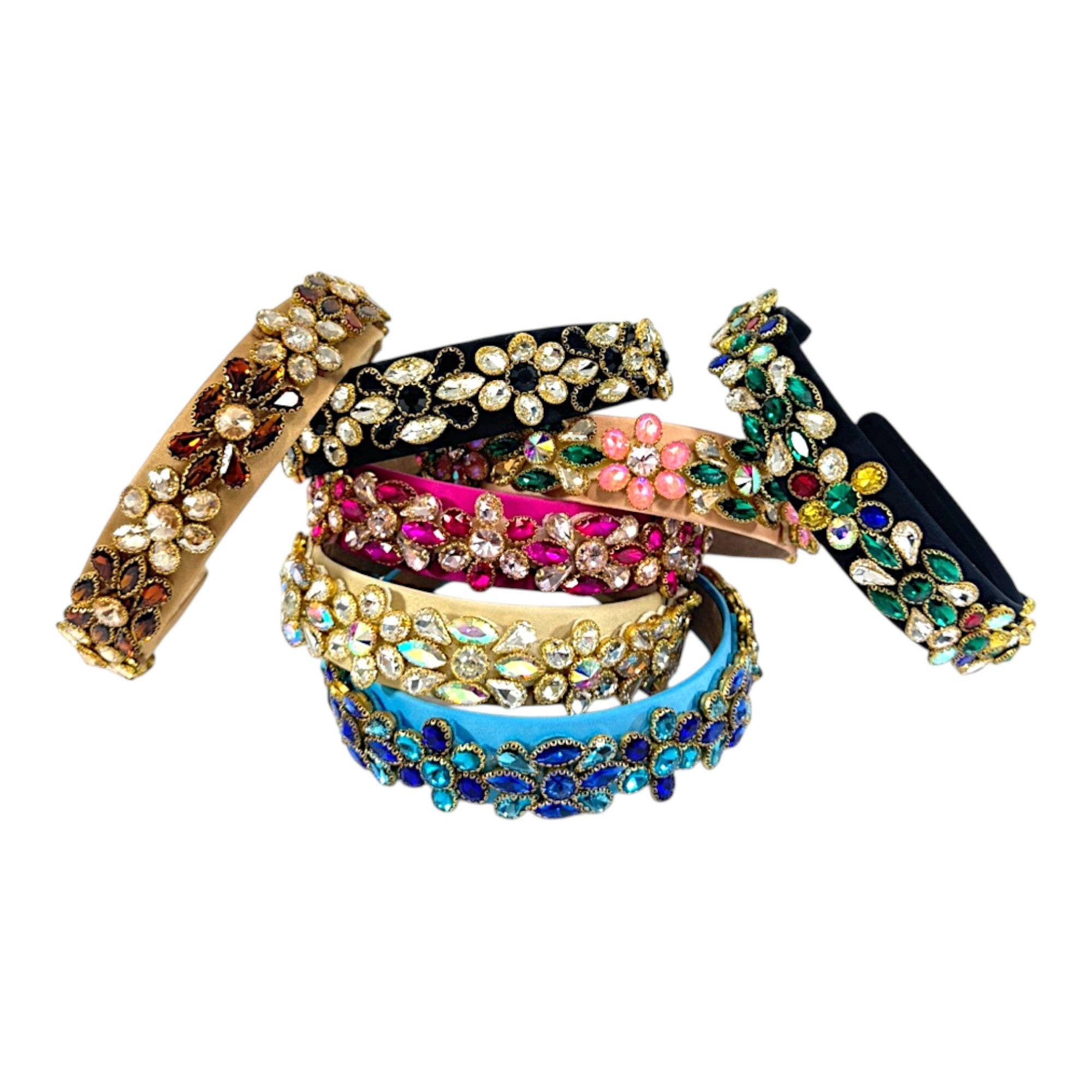 ASSORTITI Fascia Decorativa con Fiori Multi Cristallo HB1226-13 (12PC) in vendita all'ingrosso su Faire5