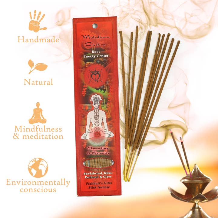 Prabhuji's Gifts – wholesale Rökelse – Rökelse Sticks Root Chakra Muladhara - Jordning och lugn