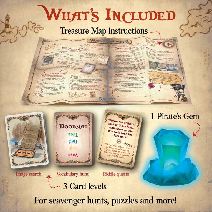 Starlux Games - Wholesale Brain Game - Kids - Word Treasures: Pirate-Themed Scavenger Hunts2