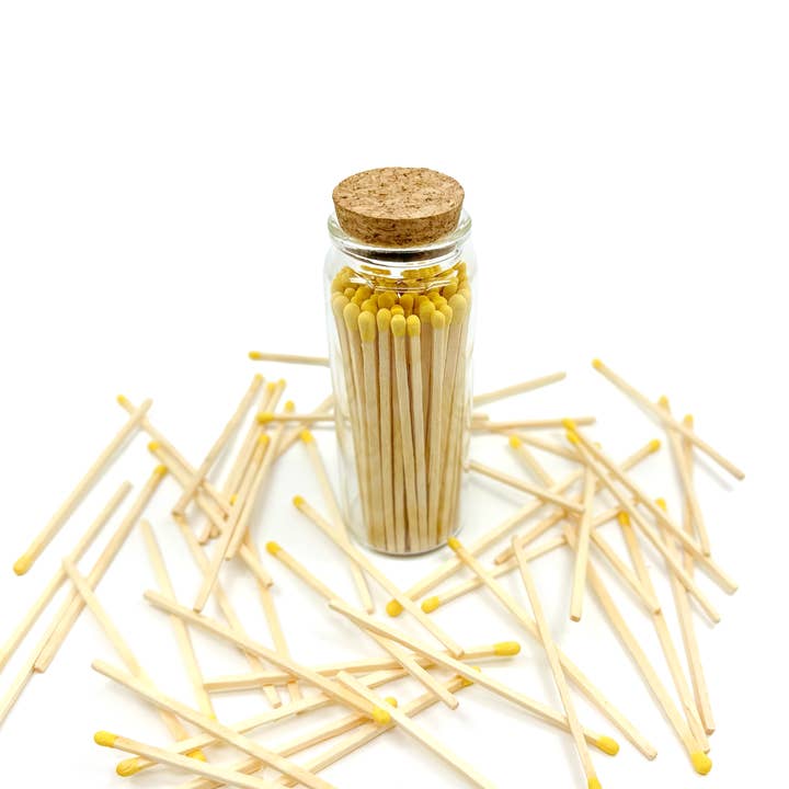 Chandler Studio - Wholesale Lucifers - Gele veiligheidslucifers in pot - glazen fles van 4 cm4