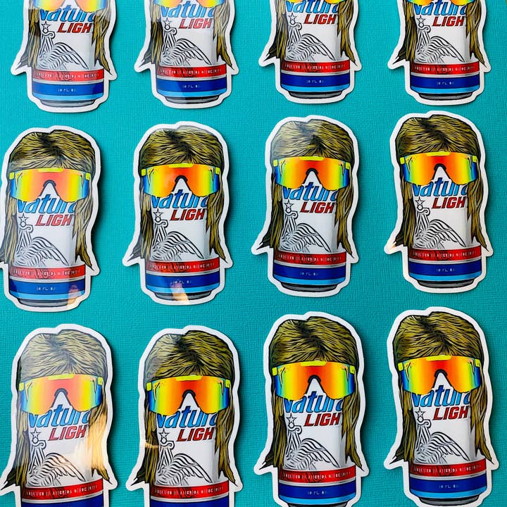 Otto's Grotto - Wholesale Sticker - Funny Beer Can Mullet Sticker - Funny Stickers1