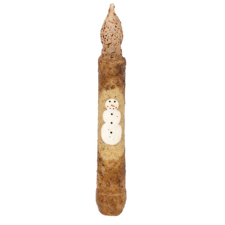 Grungy Smiling Snowman Timer Taper for wholesale by The Hearthside Collection