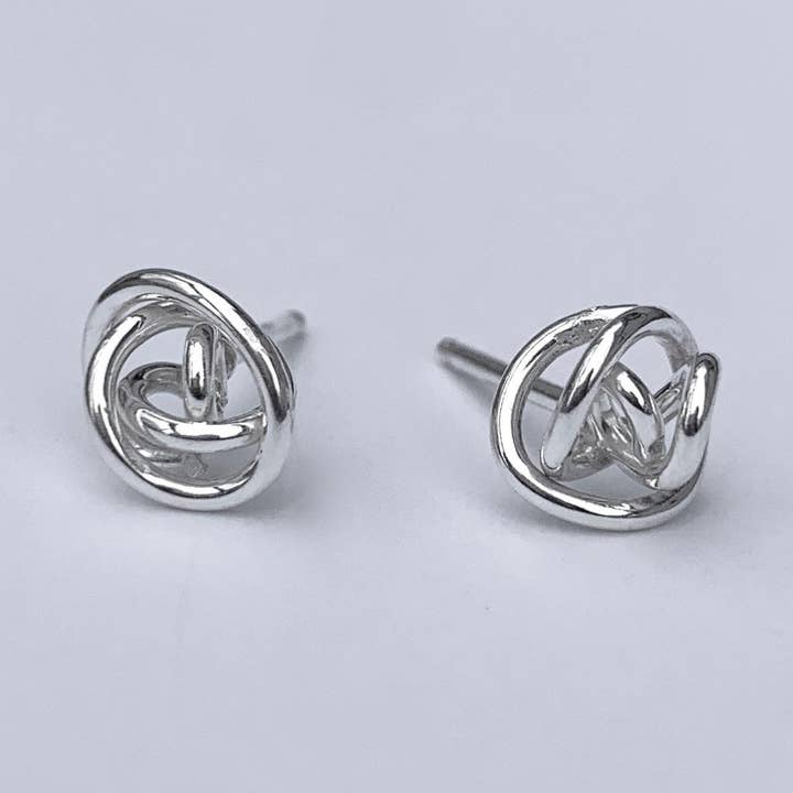 Knot Earrings Post Style In Sterling Silver for wholesale by Kitty Stoykovich Designs