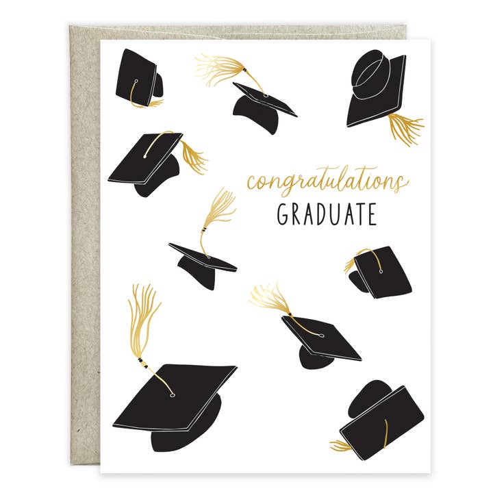 GINA B DESIGNS - Wholesale Graduation card - Graduation Greeting Card - Floating Grad Hats
