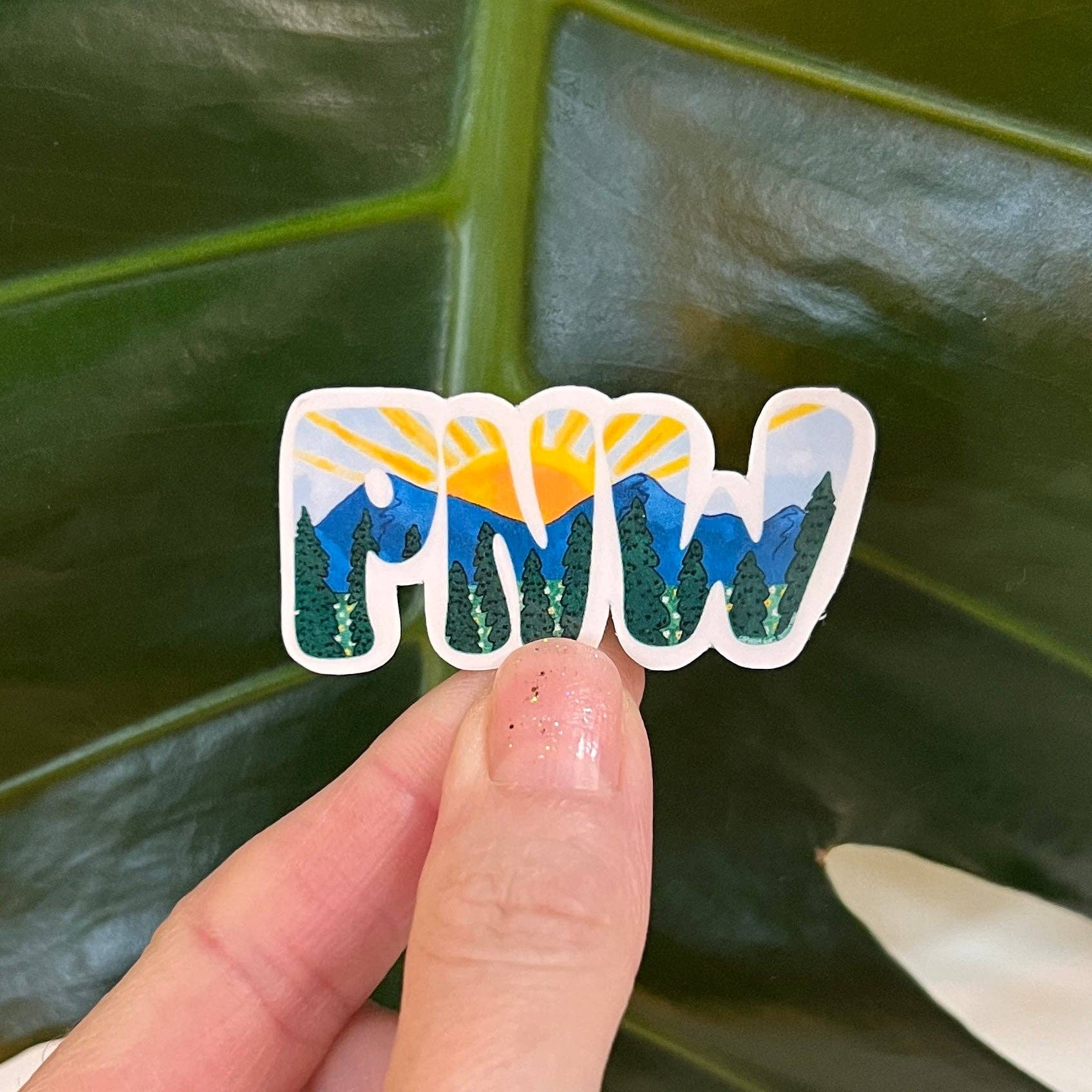Granola Girl Outfitters - Wholesale Sticker - Mini PNW Mountains Sticker - Light-weight / Indoor: 🌿📖3