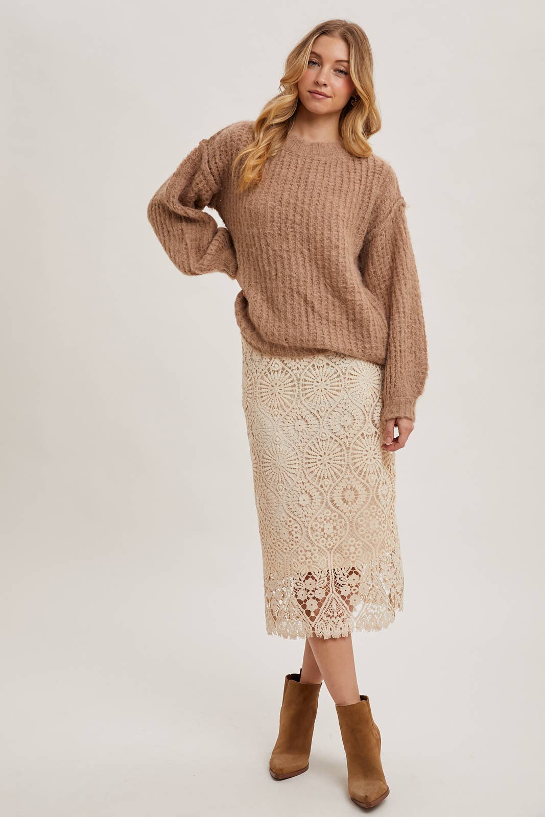 Bluivy – wholesale Pullovertröja - Dam – Oversized tröja i våffelstickning8