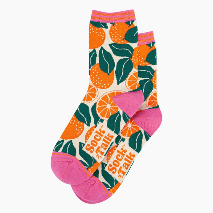 Sock Talk - Wholesale Socks - Women's - Women's Bamboo Socks - Cream, Orange Tree