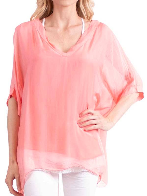 Gigi Moda - Vente Chemisier – femme - Blouse à manches courtes et col en V0