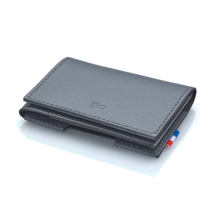 SEB - Recycled leather 1-fold folio card holder - Grey for wholesale by apocope.paris