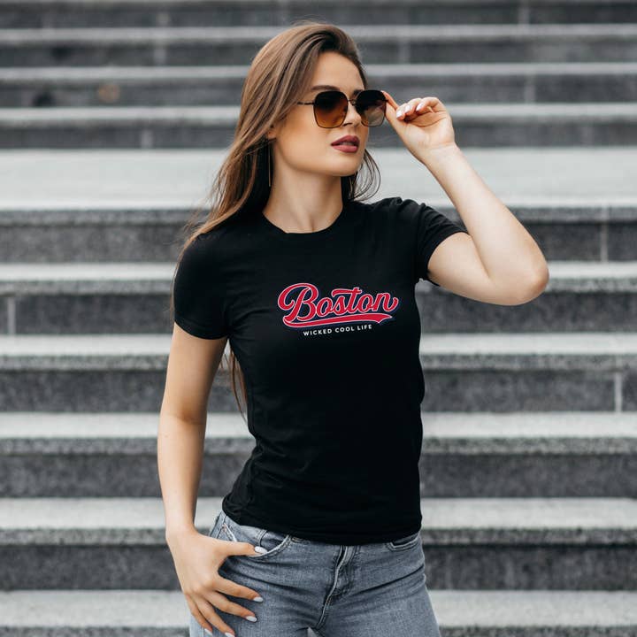 Boston Wicked Cool Tee Shirt for wholesale by Real Cool Stickers & Stuff