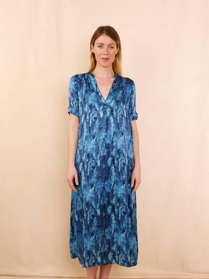 TADASANA BLUE LAGOON 100% SILK DRESS for wholesale by Hortence