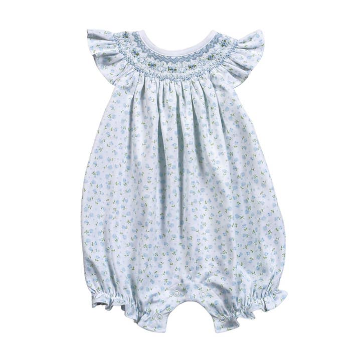 HAZ-530 HAZEL FLORAL HAND SMOCKED BISHOP BUBBLE for wholesale by Hug Me First