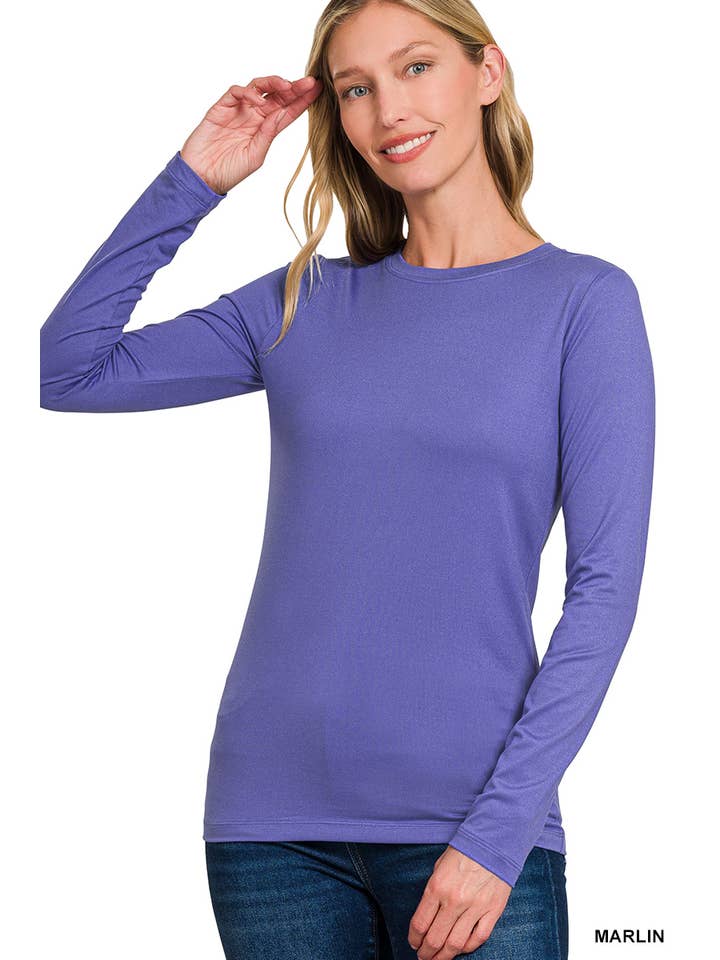 42POPS - Wholesale Knit Top - Women's - Brushed Microfiber Long Sleeve Round Neck Tee7