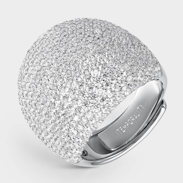 Bague à billes en pavé blanc pour la vente par Itemporality