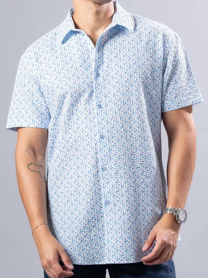 242106 - Vit kortärmad skjorta med knappar för wholesale av Bespoke Moda