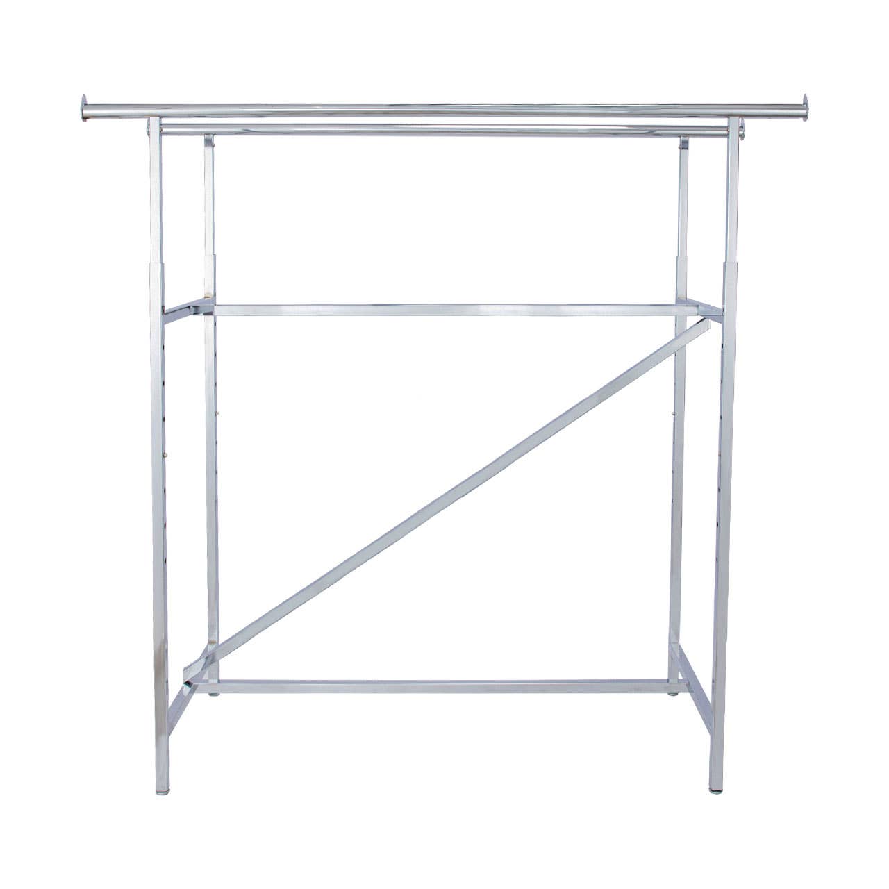 Store Supply Warehouse - Wholesale Retailer Display - Accessories - Chrome Double-Rail Clothing Rack With Z-Brace 2