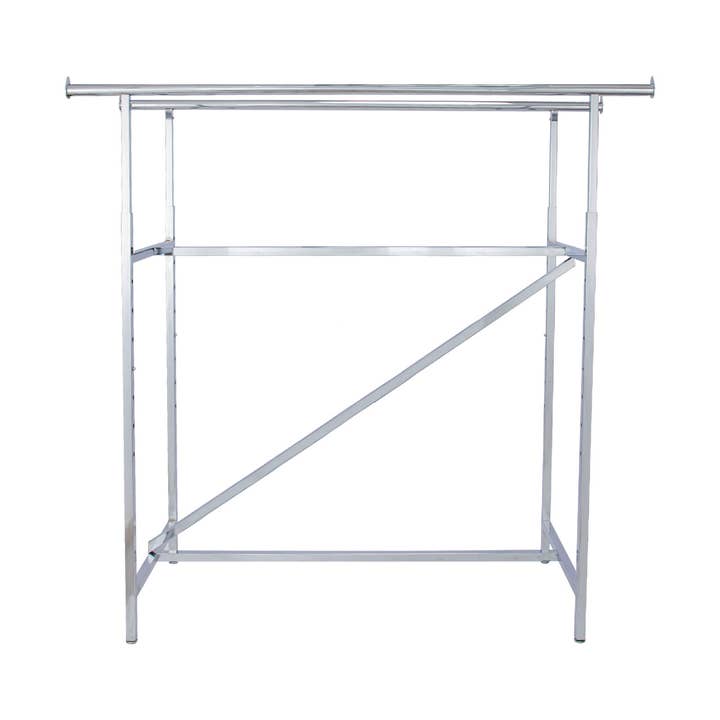Store Supply Warehouse - Wholesale Retailer Display - Accessories - Chrome Double-Rail Clothing Rack With Z-Brace 2