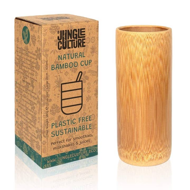 Jungle Culture - Wholesale Drinking Glass/Cup - Bamboo Cup - Eco-Friendly Wooden Bamboo Cups (17oz / 500ml)