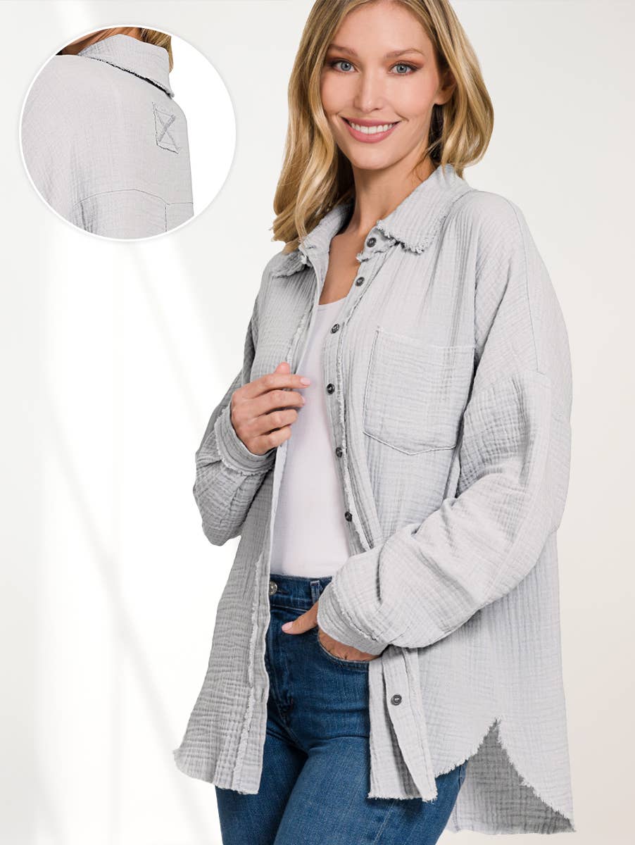 42POPS – Engroshandel Skjorte med buttondown – til kvinder – .OVERSTØRRELSE SKJORTE MED RÅ KANT OG BAGPATCH2