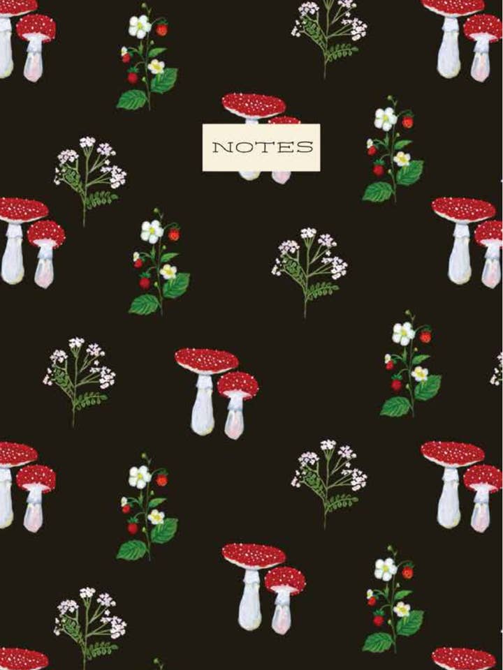 Hand-Painted Mushroom & Strawberry Botanical Notebook – Lined Pages with Whimsical Garden Illustrations for wholesale by glad you're here co