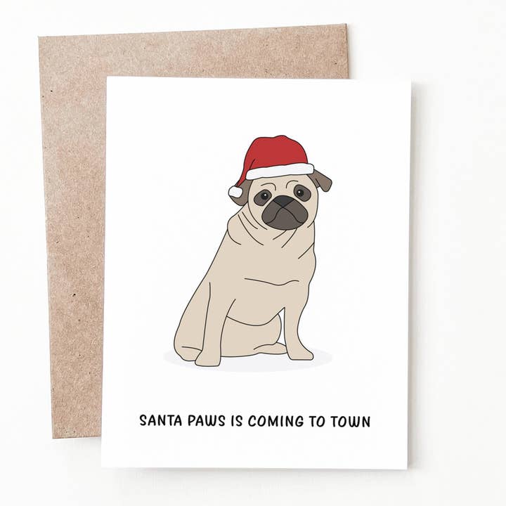 Cartão de Natal Pug por atacado de Nine Two Design