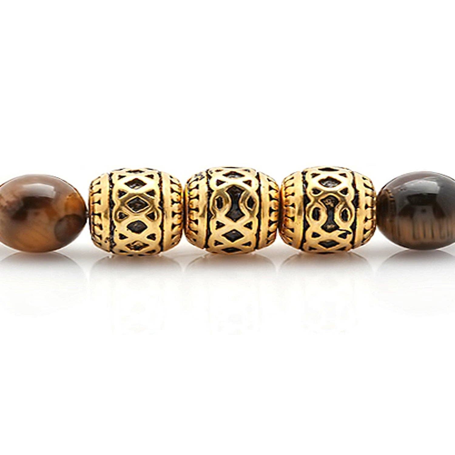 Steeltime NYC - Vente Bracelet de perles - Bracelet en perles œil de tigre de style marocain Steeltime pour homme3