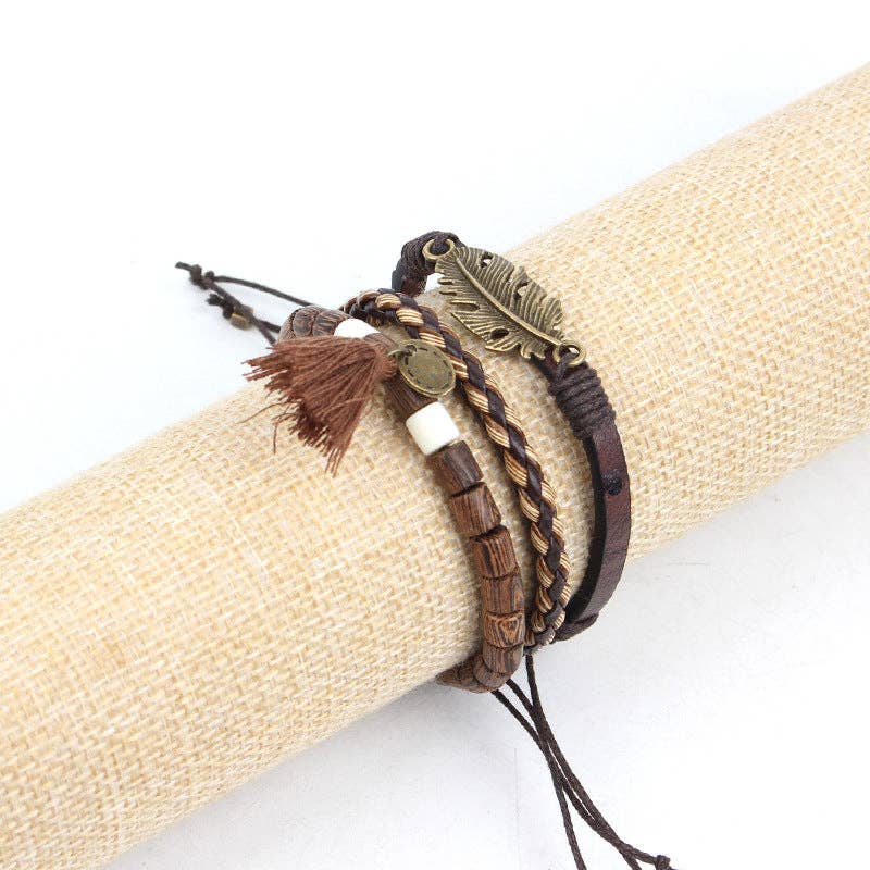 alberalkirk - Wholesale Woven/Braided Bracelet - Multi Layer Braided Leather Tassel Bracelet S5P6224