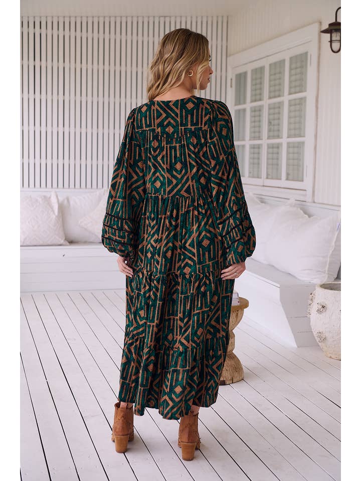 Jaase - Wholesale Dress - Women's - EMERALD PRINT EVE MIDI8