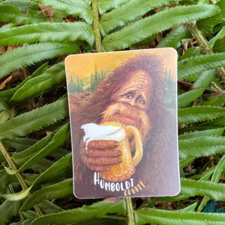Coastal Haze Designs - Wholesale Sticker - Humboldt Bigfoot Drinking Beer Sticker
