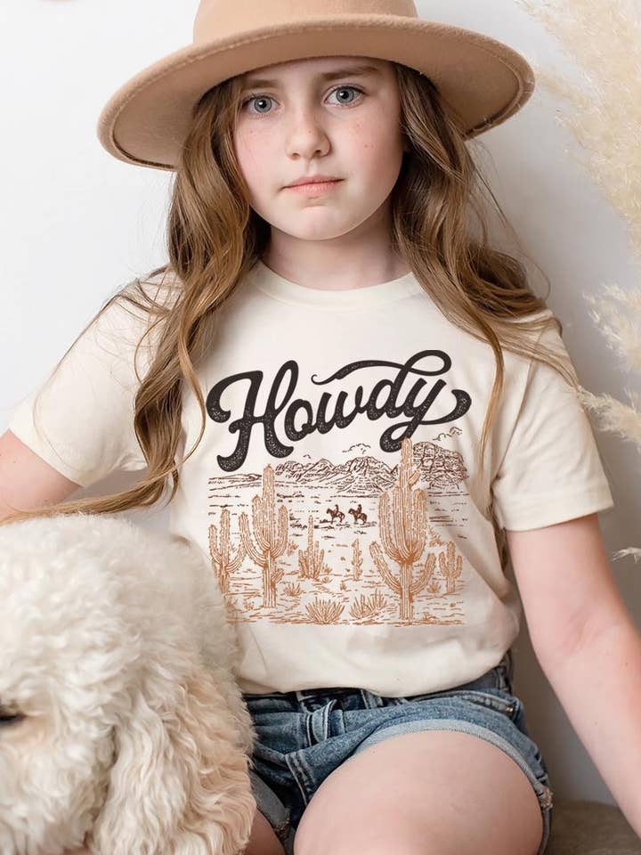 Howdy Desert Western Kids Graphic Tee for wholesale by COLORBEAR