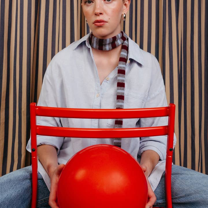 TBCo - Wholesale Scarf – Women's - Merino Wool Neck Tie in Burgundy Stripe