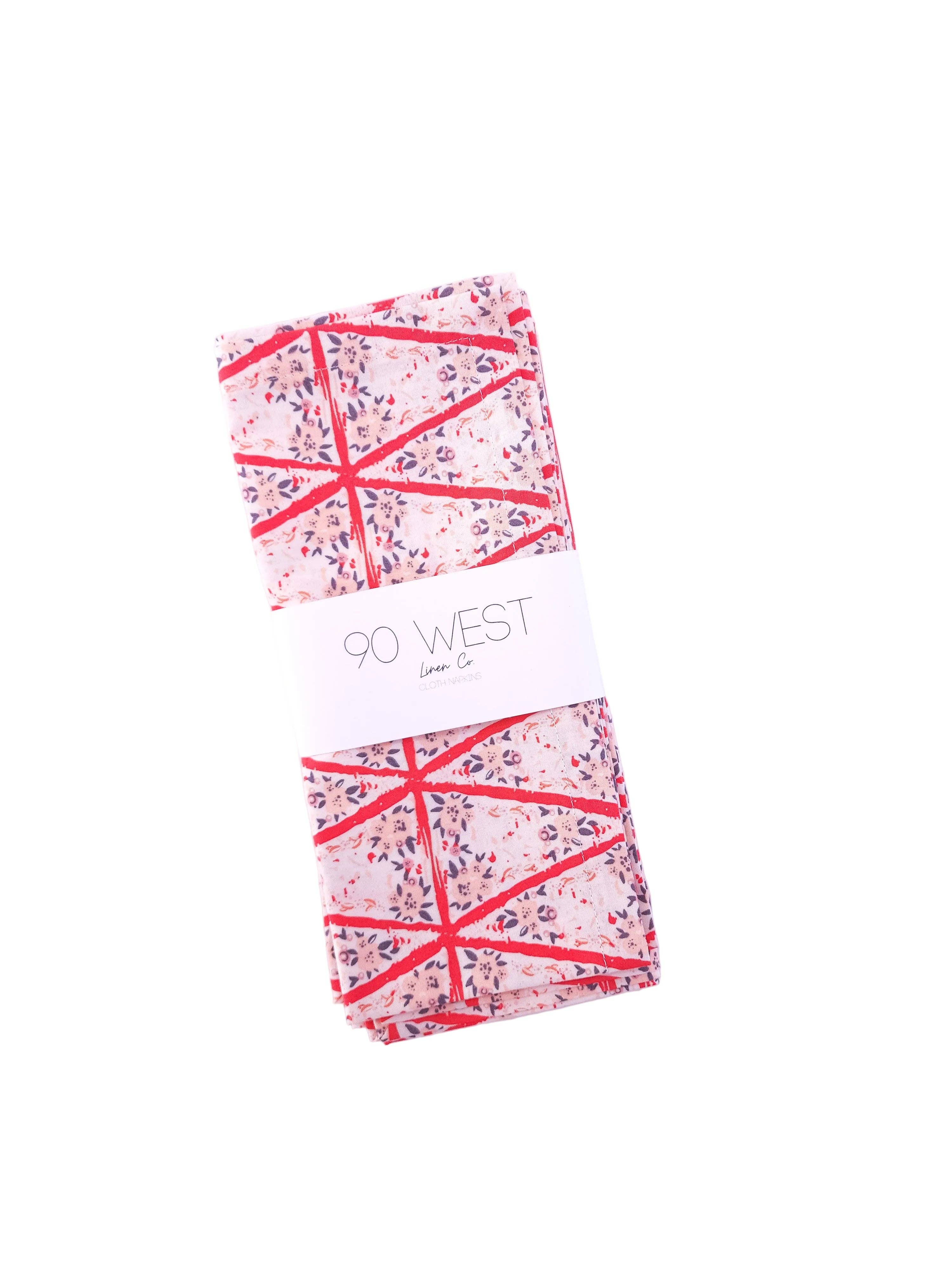 90 West Linen Co. - Wholesale Dinner & Cloth Napkin - Romantic Floral Cloth Napkins, Set of 47