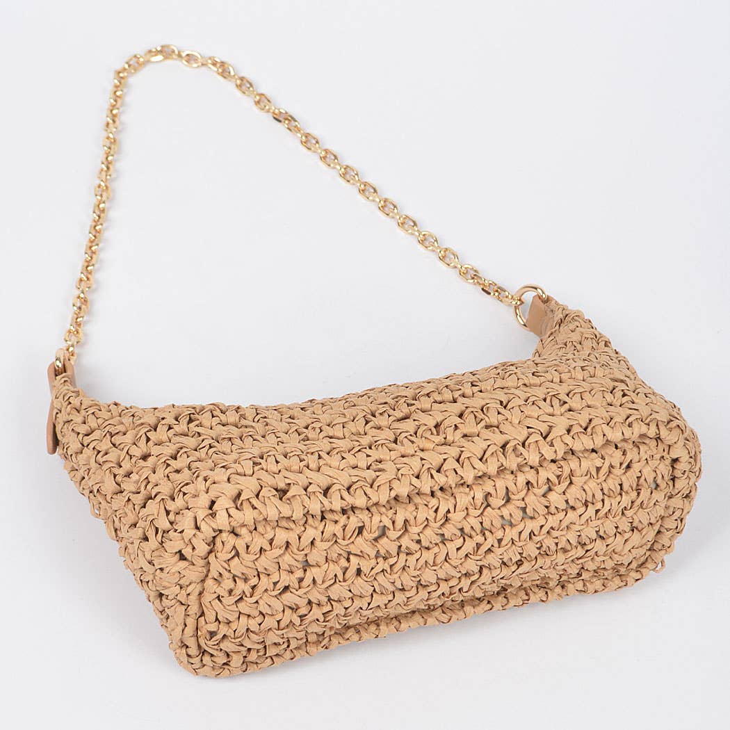 3AM BY H&D ACCESSORIES - Vendita all'ingrosso Tracolla - Donna - Pochette a tracolla con catena e zip in paglia sintetica5