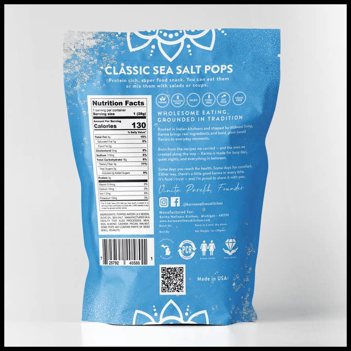 Karma Wellness Kitchen - Wholesale Puffed Snack - Classic Sea Salt Karma Pops1