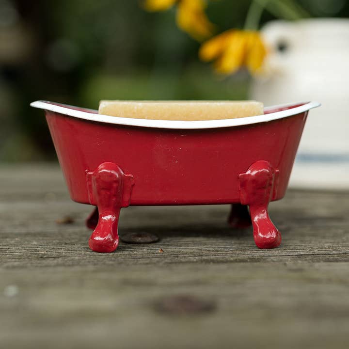Red Enamel Bathtub Metal Soap Dish for wholesale by Foreside Home & Garden