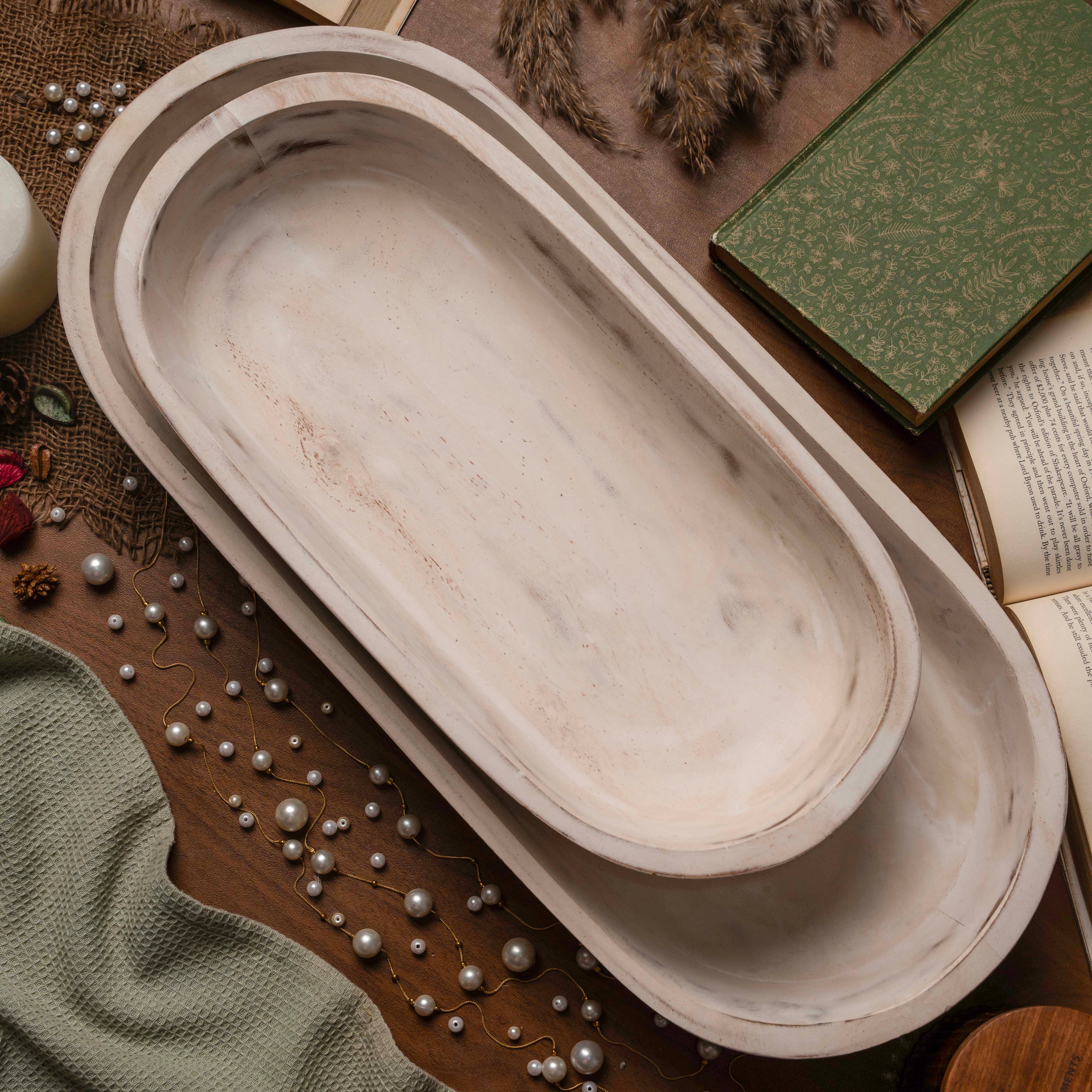 LuxeDesigns Co LLC - Wholesale Decorative Plate/Dish/Bowl - Wooden Dough Bowl - Extra Large Rustic White Acacia Wood12