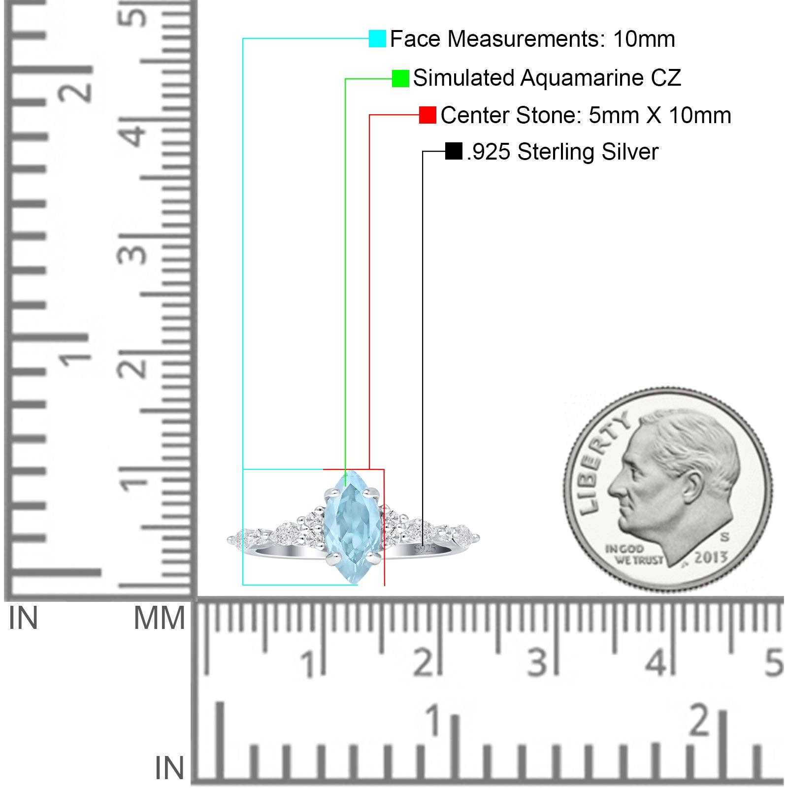 Art Deco Marquise Vintage Style Aquamarine CZ Ring for wholesale on Faire3