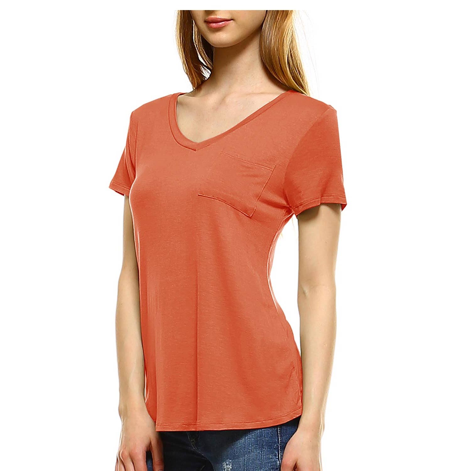 JHP Collection - Wholesale Shirt - Women's - WOMENS CASUAL SOLID V NECK SHORT SLEEVE T SHIRT13