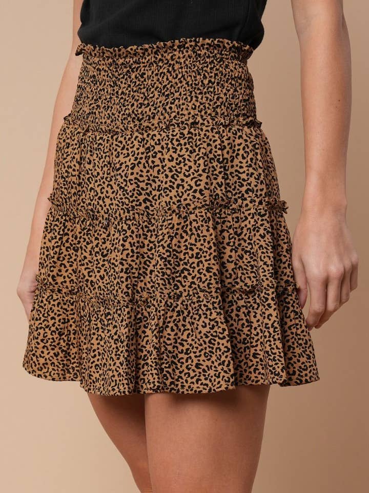 Black S40812 High Waisted Leopard Print Knit Skirt for wholesale on Faire5