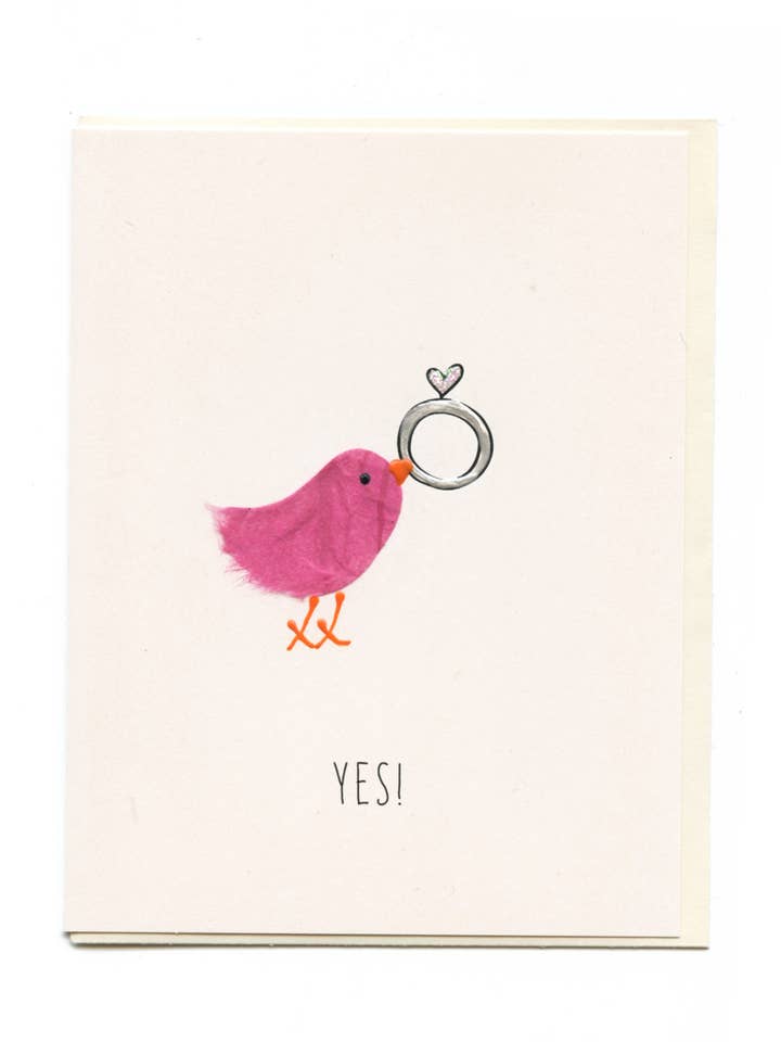 „YES” Vogel met ring voor wholesale door FLAUNT HANDMADE CORRESPONDENCES