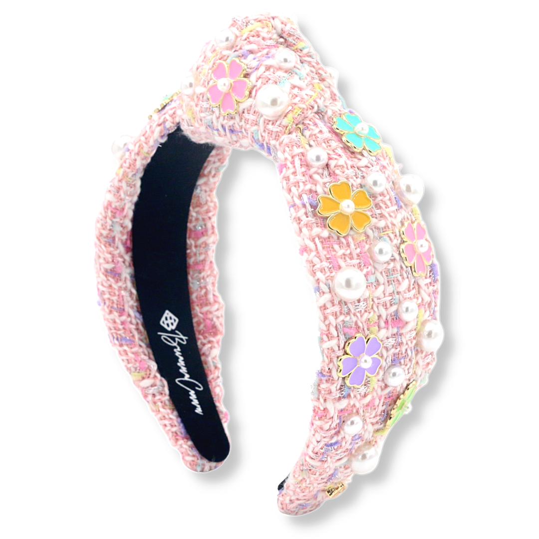 Brianna Cannon - Vente Bandeau – femme - Bandeau en tweed rose avec fleurs, taille adulte6