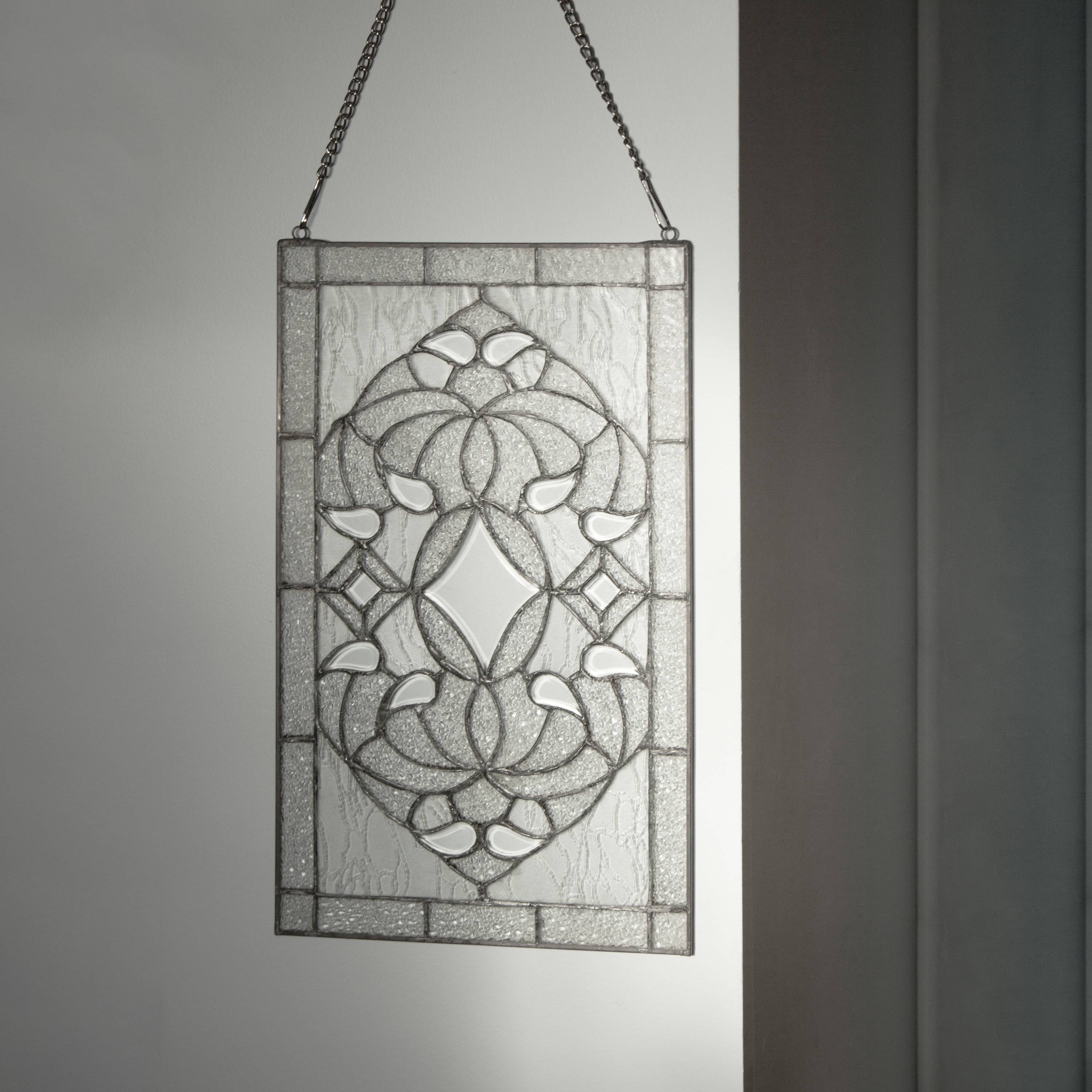 River of Goods - Vente Panneaux décoratifs - Panneau de fenêtre en verre biseauté floral transparent de 20 po H3