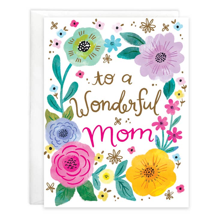Mother's Day Greeting Card - Mom Flower border for wholesale by GINA B DESIGNS